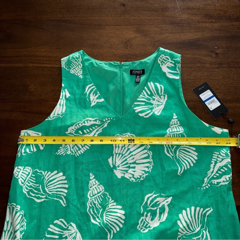 Jones New York Kelly Green Linen Blend Sea Shell Sleeveless Dress XL NWT - Picture 9 of 11